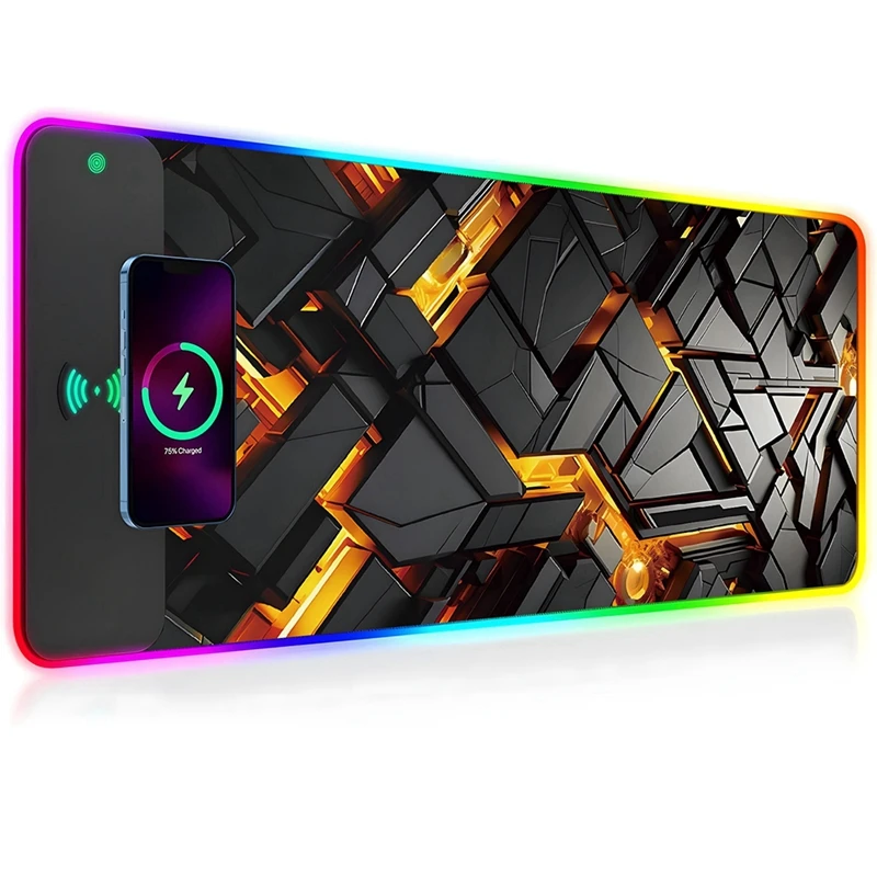 Super SaleRGB Wireless Charging Mouse Pad Desk Carpet Mouse Mat Gaming Laptops Pc Gamer Accessories Computer Mat XXL Mousepad