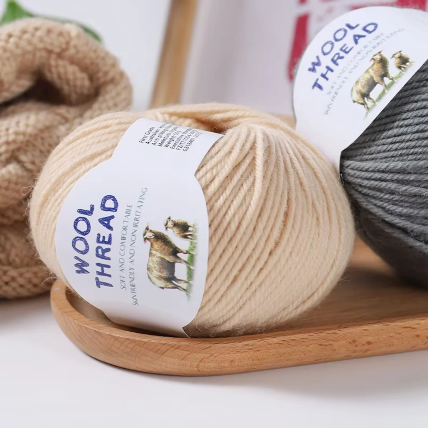 6-Pack of Australian Wool Blend Yarn, Perfect for Hand-Knitting Hats, Bags, Sweaters, Coats, Blankets, DIY Crafts, Home Goods,