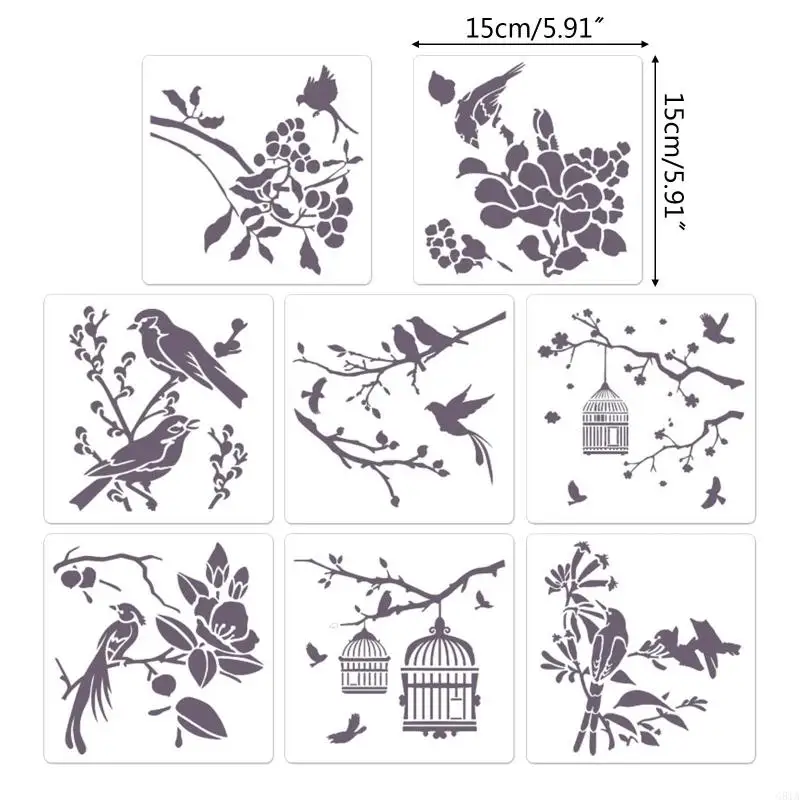 G8TA 8X Retro Flower Birds Paints قالب مرن مرنة لصنع بطاقات الهدايا