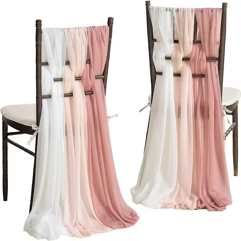 10PC Wedding Chiffon Chair Sashes Cover 30X270CM Aisle Decoration Sheer Fabric for Bridal Baby Shower Birthday Party Hotel Decor