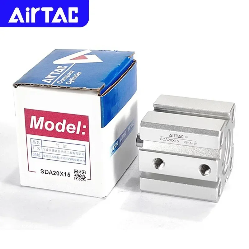 AIRTAC SDA12 16 20 25 32 40 50 63 80 Original Pneumatic Double Acting Compact Air Cylinder Stroke 5~100mm