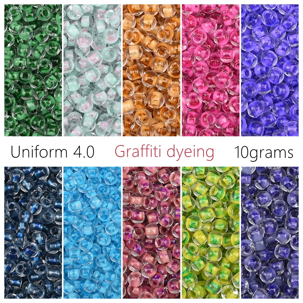 10grams Graffiti Dyeing Czech Glass Beads 4mm Mini Spacer Beads for Jewelry Making DIY Bracelet Wrist Beads