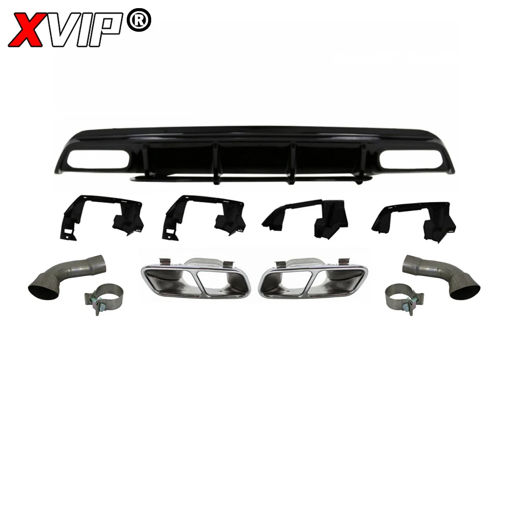 XVIP Glossy Black A45 AMG Rear Diffuser With Exhaust Pipe For Mercedes Benz A-Class W176 A200 A45 AMG 2013-2018 Car Accessories