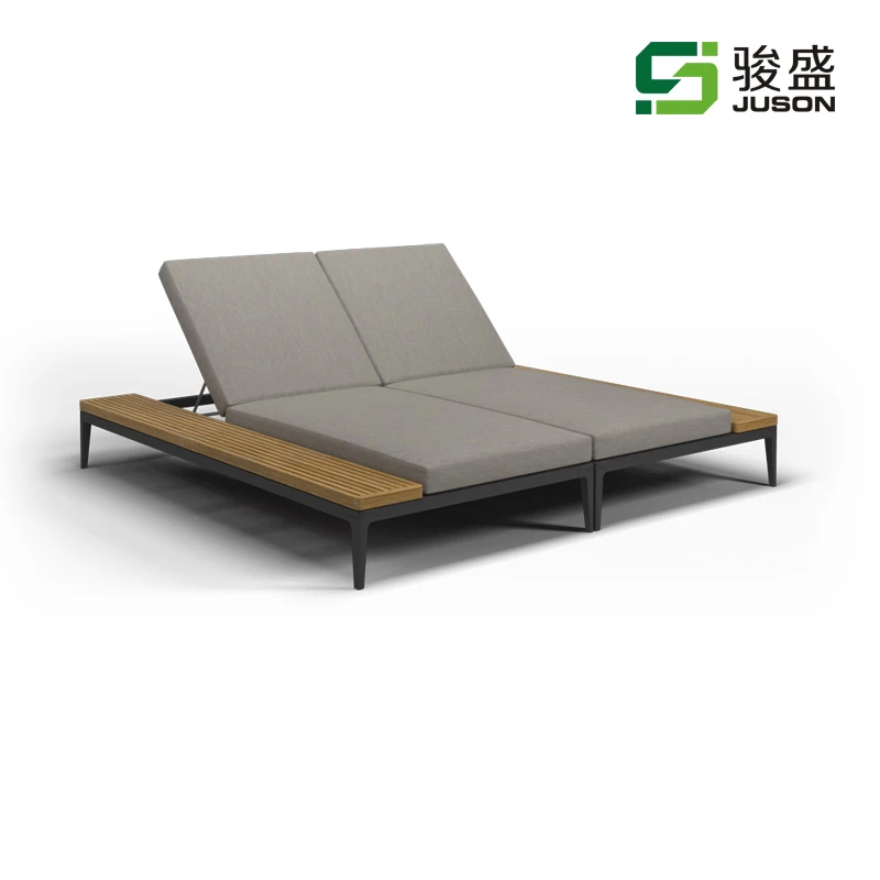 High Quality Modern Outdoor Garden Chaise Lounger Furniture Patio Sun Lounge Sofa Wood Sunbed Beach Chair