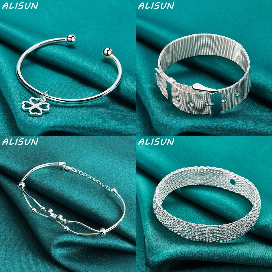 

ALISUN 925 Sterling Silver Bangle Geometric Bracelet For Women Charm Trend Birthday Gifts Fashion Party Fine Jewelry