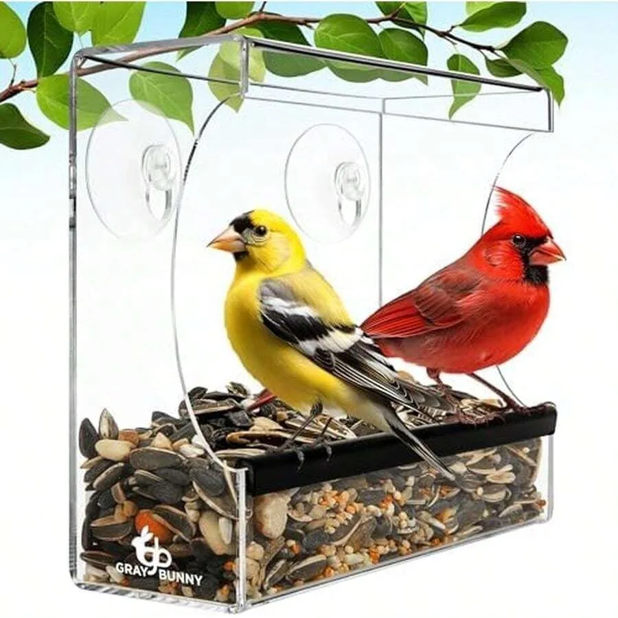 【New style】Window Bird Feeder With Strong Suction Cups - Gifts For Grandma Bird Watching Gifts For Grandpa Backyard Birding Lar