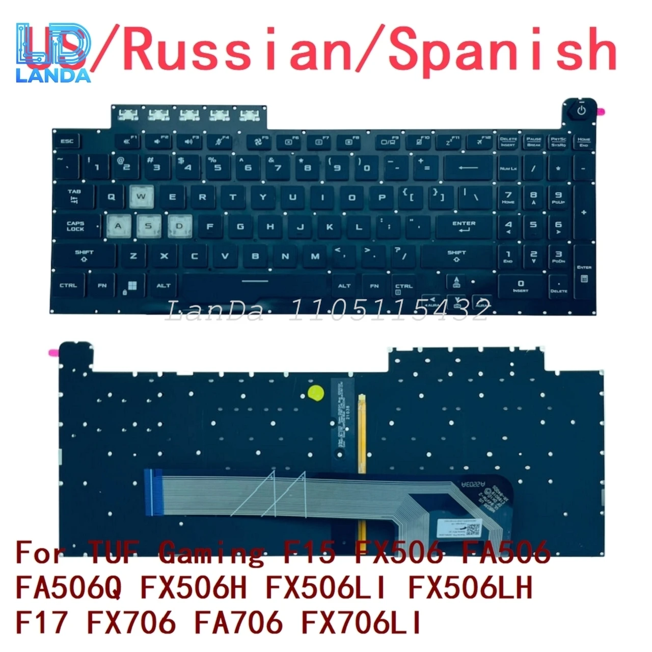 New US Russian Spanish RGB Keyboard For ASUS TUF Gaming F15 FX506 FA506 FA506Q FX506H FX506LI FX506LH F17 FX706 FA706 FX706LI