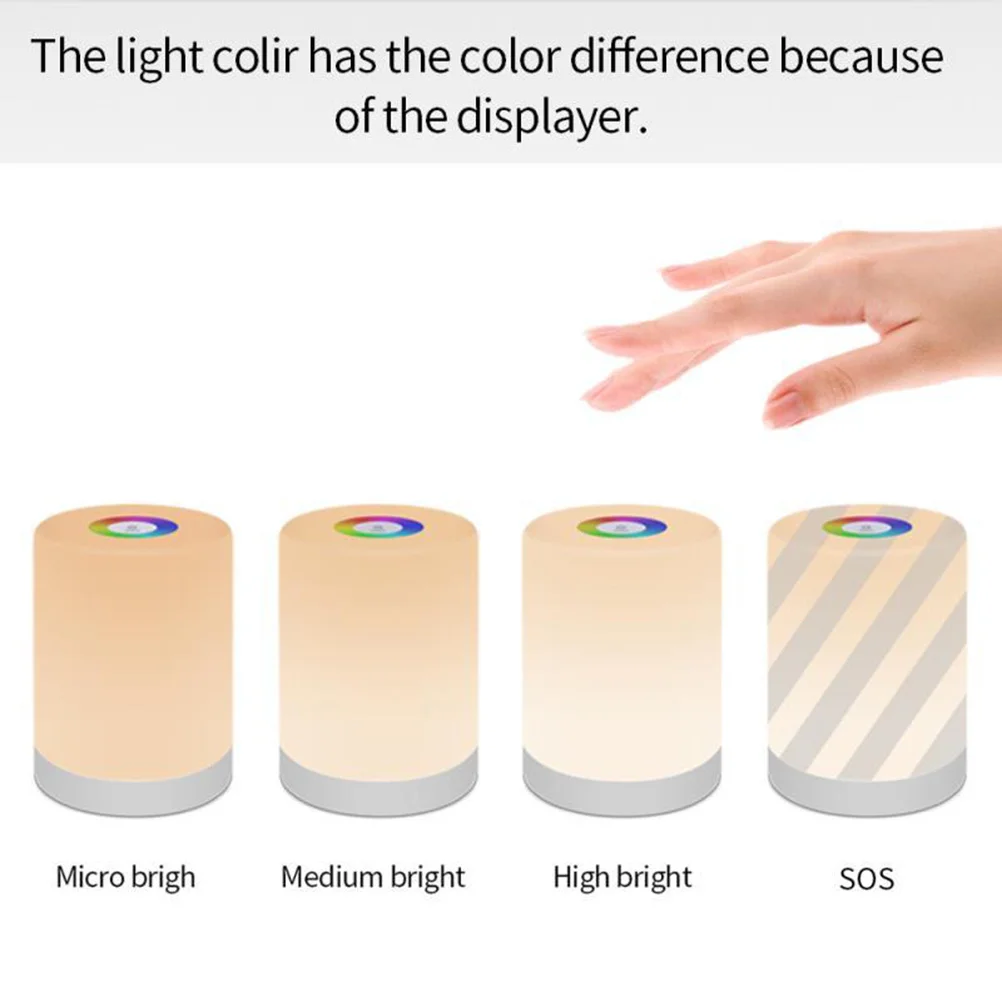 المحمولة الإبداعية اللمس شحن مصباح الليل الملونة LED ضوء الليل لغرفة النوم دراسة الدرج الديكور مصباح صديق للبيئة