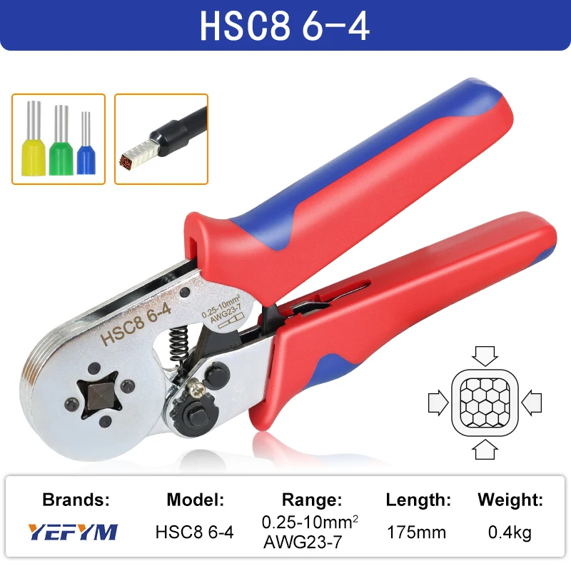 Beentje Krimptang HSC8 6-4/6-6 Elektrische Crimper Tang Voor Draad End Crimp Buis Terminals elektrische Circuit Reparatie
