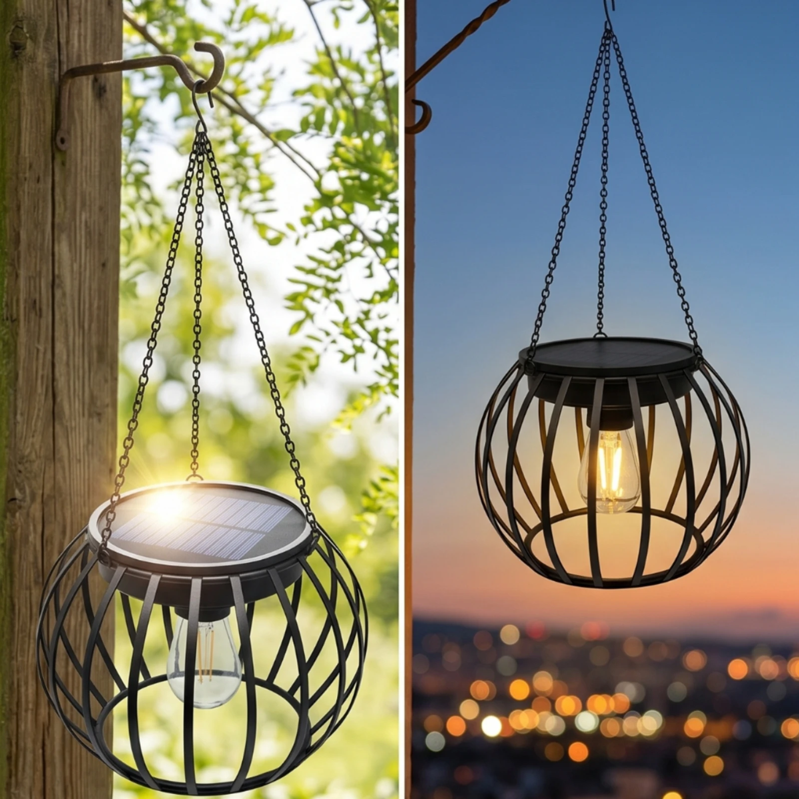 Solar Lantern with Hanger Waterproof Hanging Solar Lantern IP65 Automatic for Patio, Yard