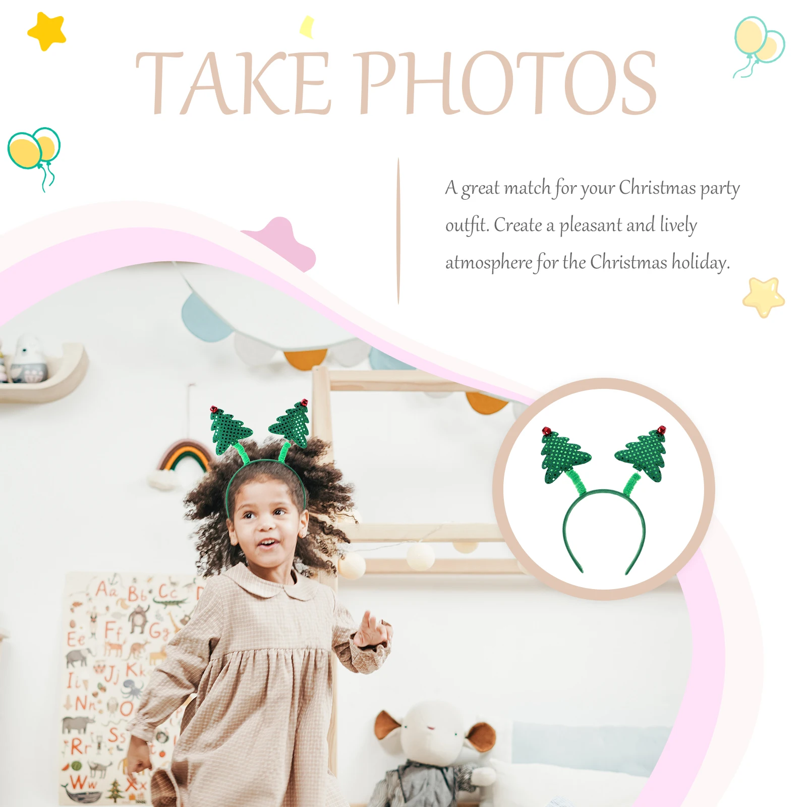 

Christmas Headband Mini Xmas Tree Design Novelty Party Headwear Lightweight Decorative Accessory Christmas Headband