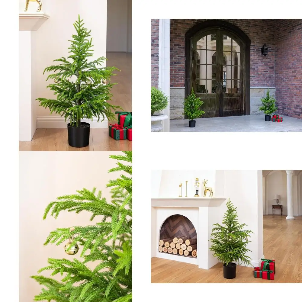 

Real Touch Small Christmas Tree with Pot, Outdoor/Indoor Decor, Holiday Decorations, Front Porch Ideal