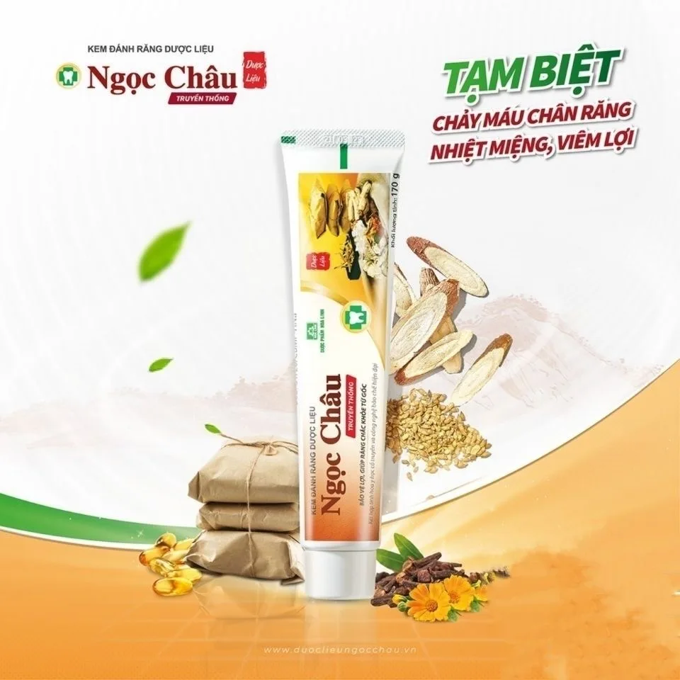 Kem Danh Rang Duoc Lieu Ngoc Chau Vietnam Gum Protection Toothpaste Relieves Swelling & Pain Gentle Formula for Sensitive Teeth