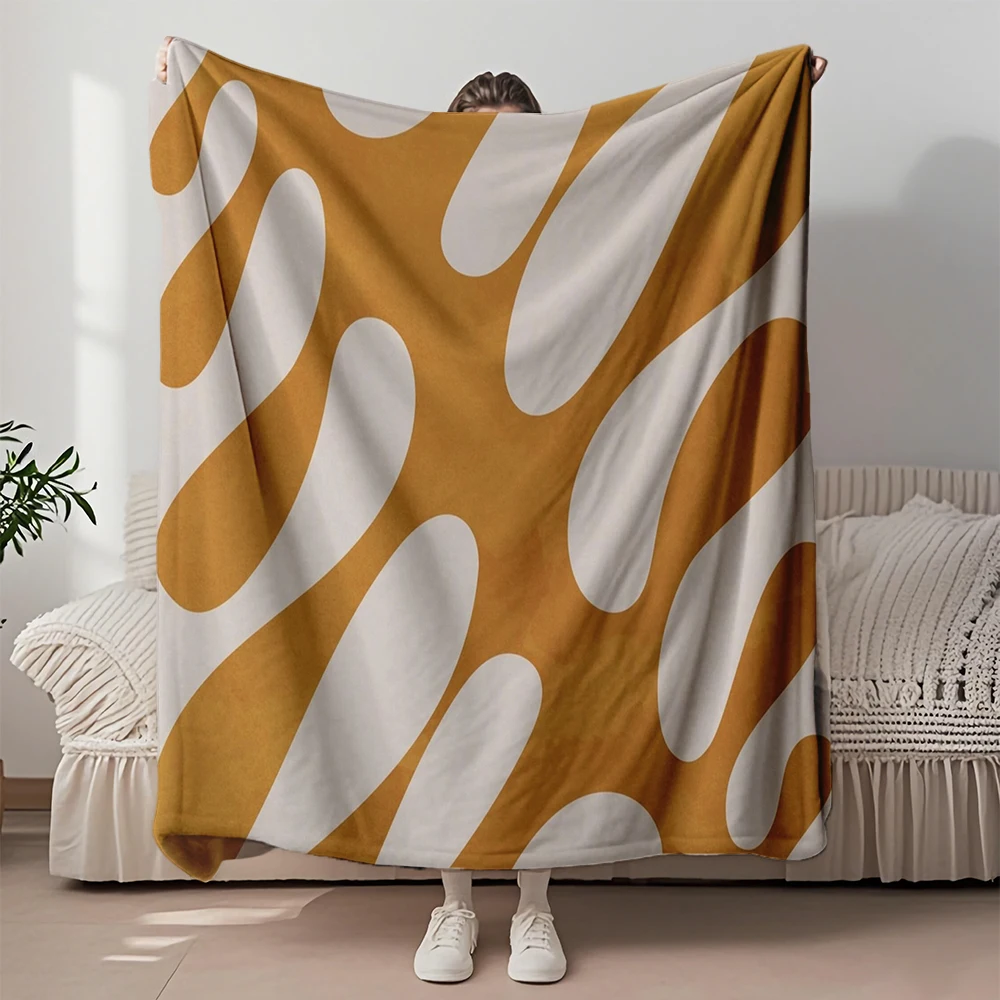 

Abstract Design Year-round Use Flannel Bed Blanket Contemporary Floral Mustard Yellow Decorative Throw Fade-resistant Blankets