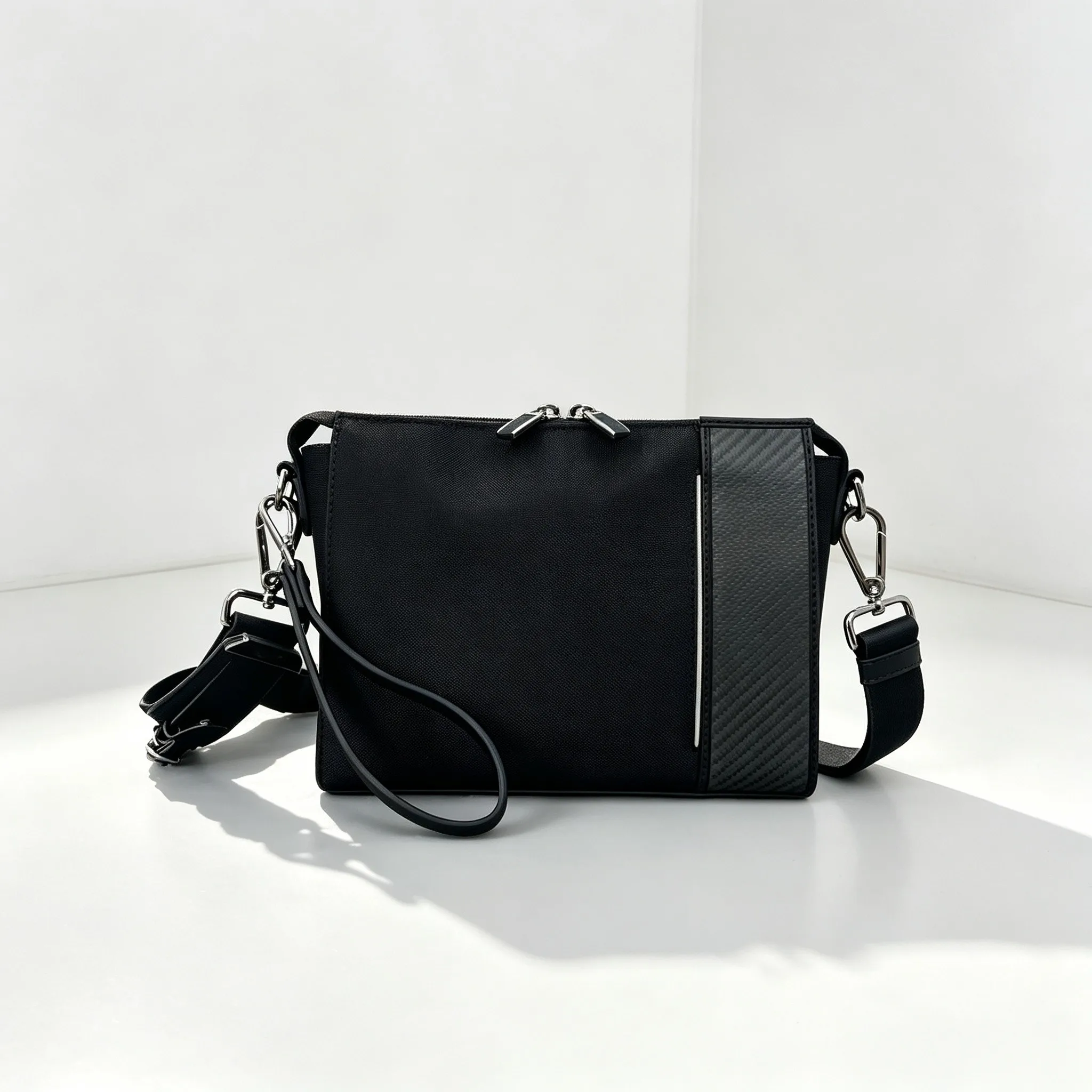 Men’s Multi-use Crossbody Shoulder Bag, Business Casual Handheld Wrist Strap Pouch for Daily Commuting
