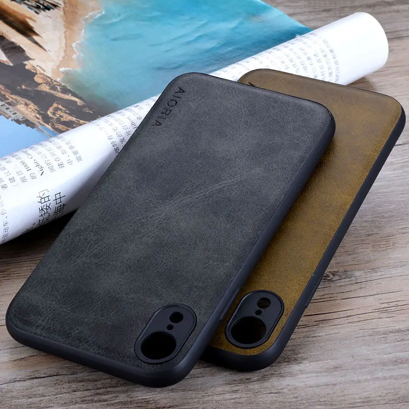 for iPhone XR Case 6.1 inch Luxury funda Vintage leather Skin cover hoesje for iphone xr phone case coque capa fashion
