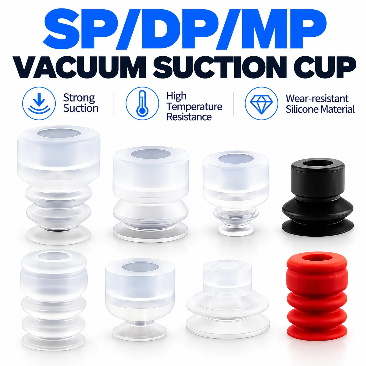 SP DP MP Vacuum Suction Cups Silicone Rubber Bellows Suction Pads Single Double Triple Layer for Industrial Robot Pick and Place