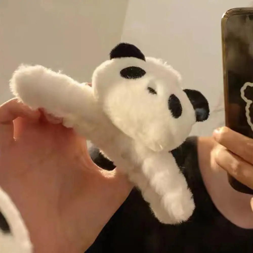 Simpatica bambola peluche panda artiglio per capelli acrilico cartone animato animale squalo clip stile coreano geometrico inverno croce fermaglio per capelli signore/ragazze