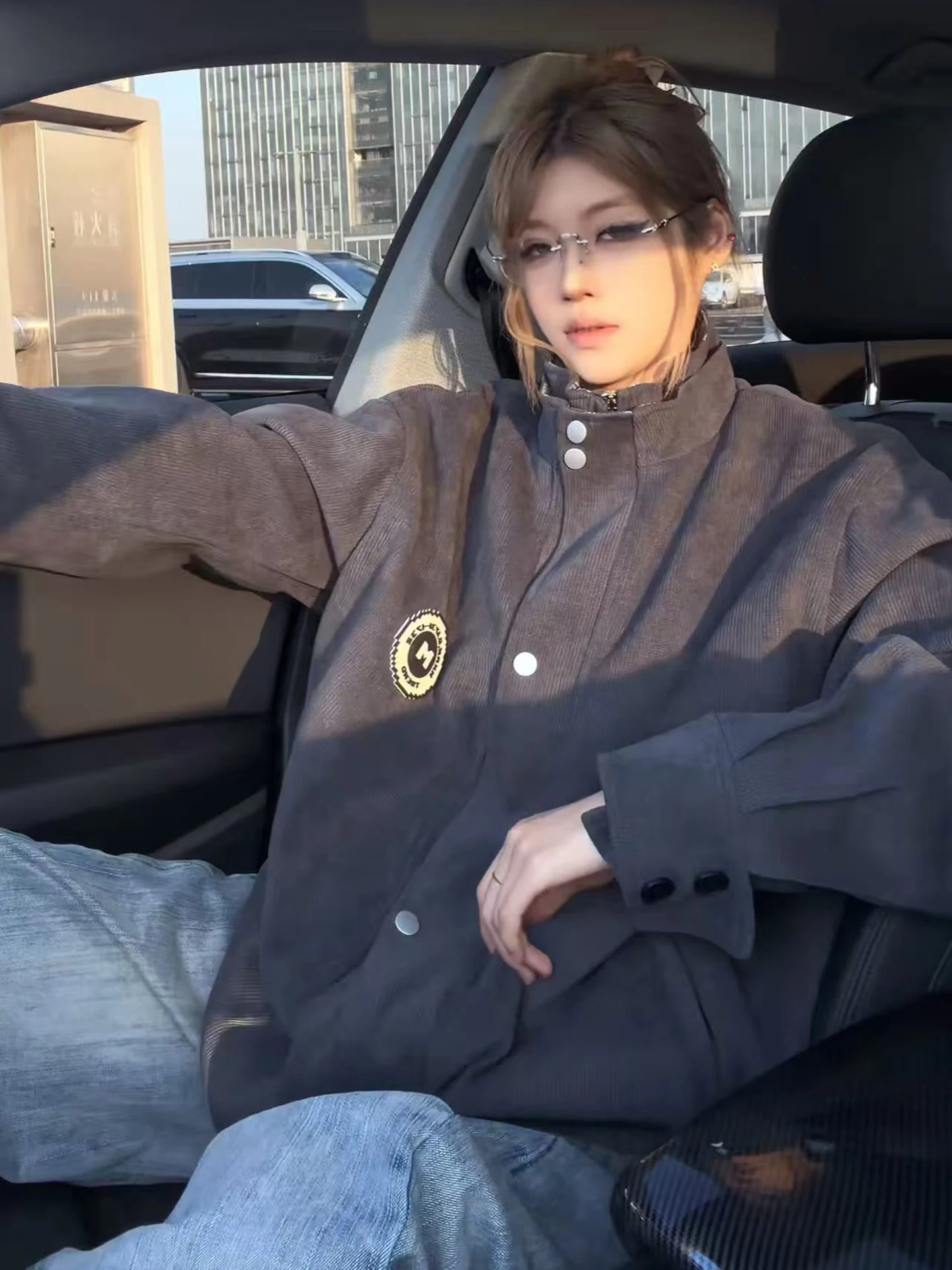 

Cleanfit Double Collar Jaet Men's Autumn Winter American Retro Trendy Brand Plaid Patchwork Coat Stand Fit Wear Resistant