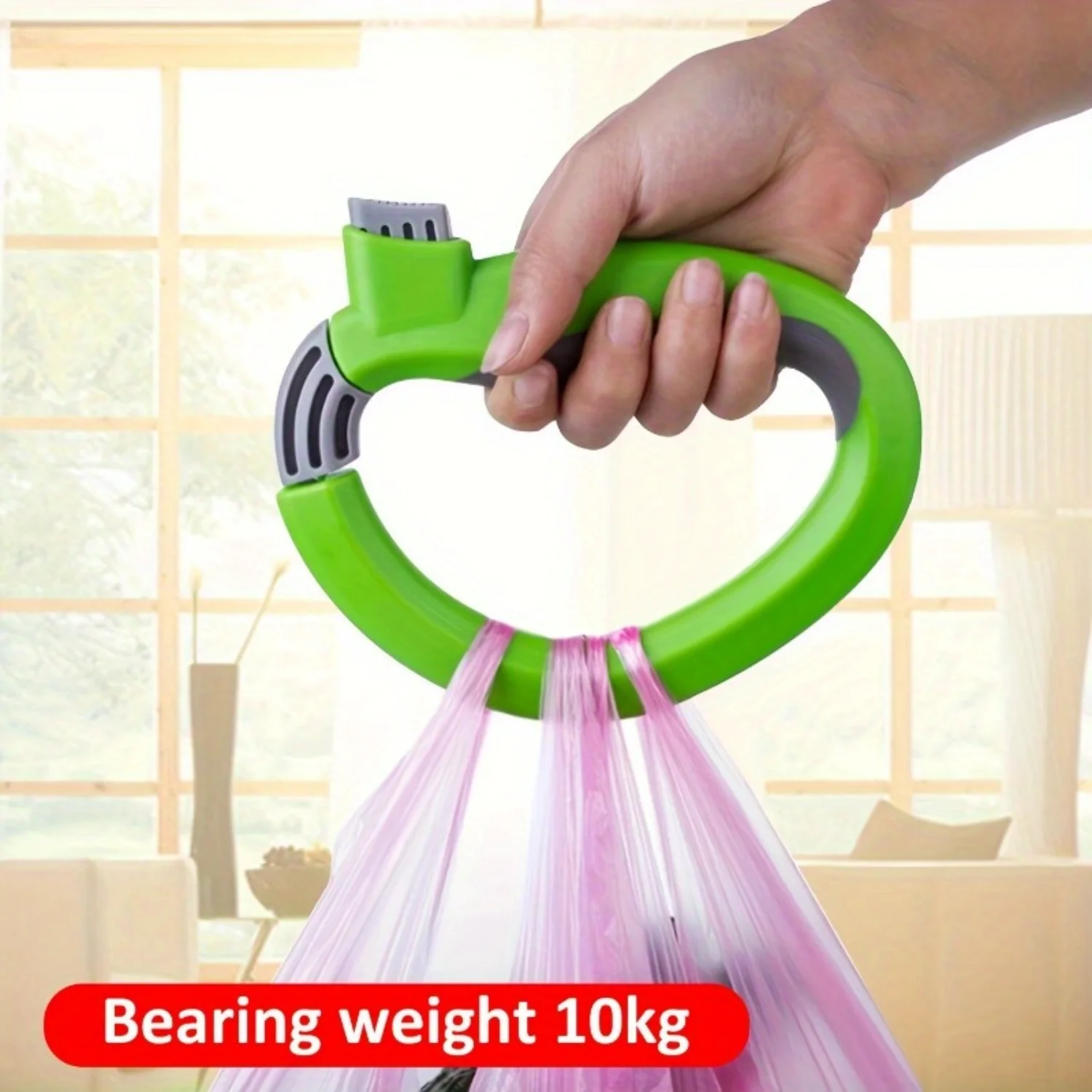 

2-Pack One-Handed Self-Locking Grocery Bag Carrier - Non-Slip Handle, Hassle-Free Shopping - 22.05LB Capacity - Safe & Convenien