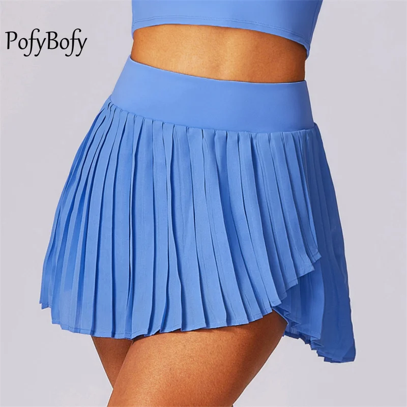 

PofyBofy Sexy Fake Two Pieces with Pocket Quick-Dry Culotte Golf Tennis Yoga Running Badminton Fitness Women’s Pant Skirt Shorts