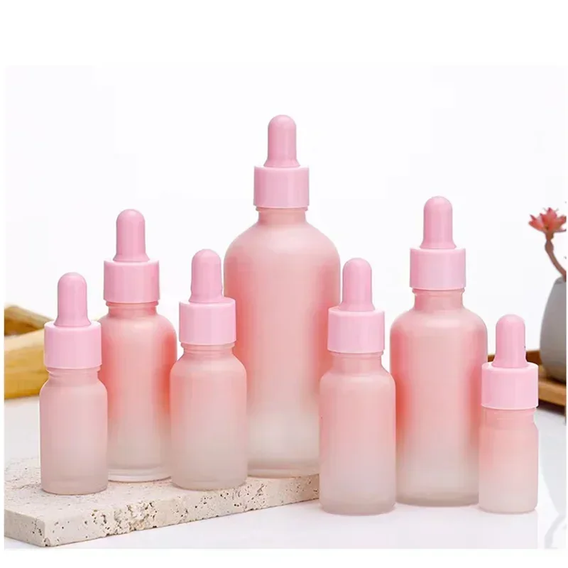 Groothandel 5Ml-100Ml Fles Olie Emulsie Spray Gradiënt Roze Fijne Essentie Stoste Split Bottelen Lijm Hoofd Druppelaar draagbare