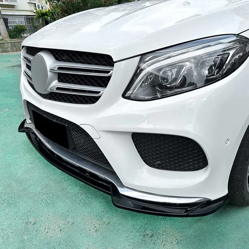 For Mercedes-Benz GLE-Class W166 GLE Coupe C292 AMG 2015-2018 Front Bumper Lip Spoiler Splitter Body Kits Tuning Glossy Black