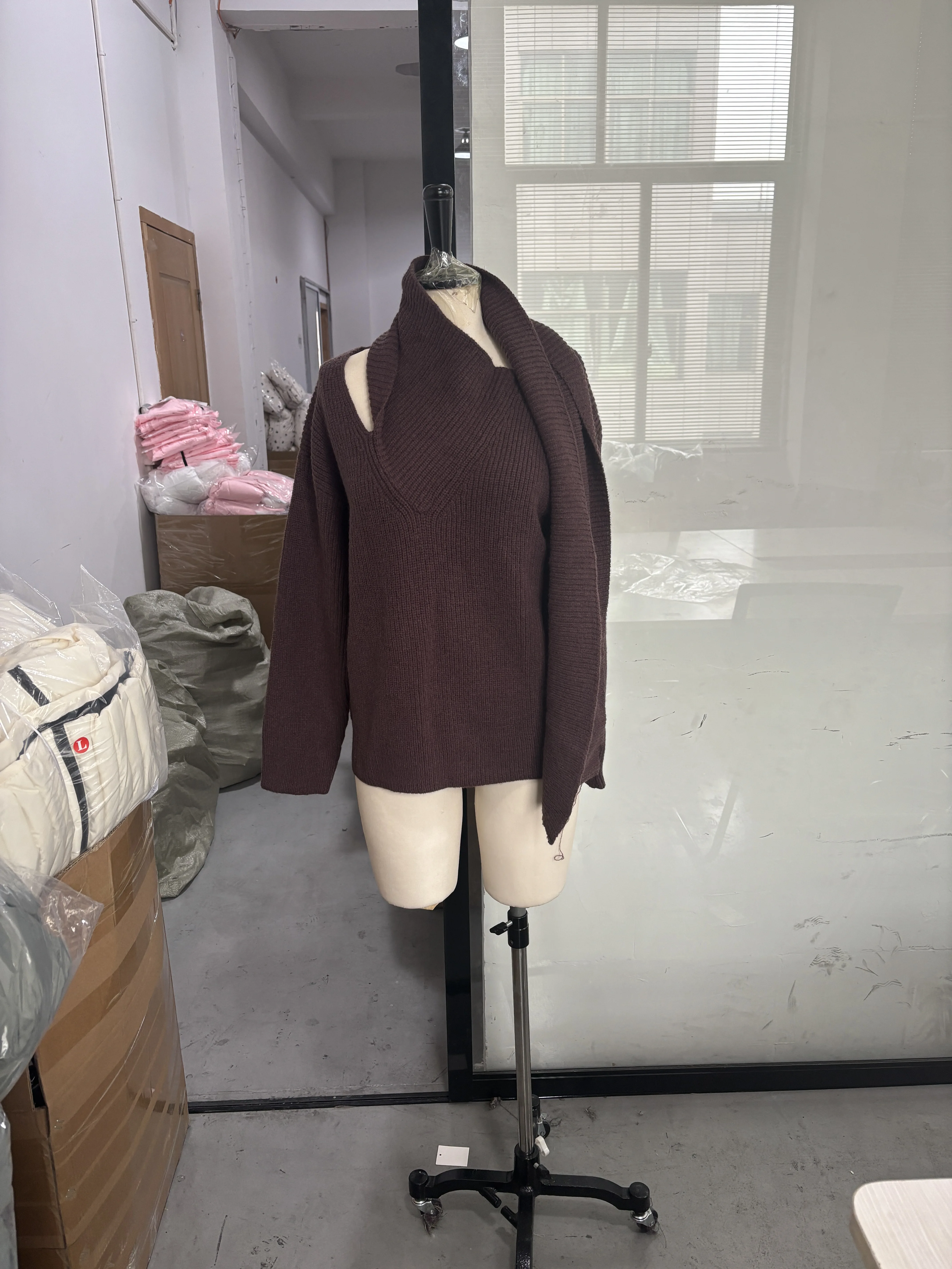 Solid Turtleneck Knit Short Pullover Women Chic Scarf Collar Full Sleeves Loose Warm Sweater 2026 Lady Daily Street Pullovers