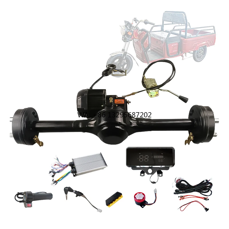 

Комплект бесщеточного двигателя-редуктора 90 см 800 Вт для заднего моста электрического трицикла с барабанным тормозом, высокой и низкой скоростью