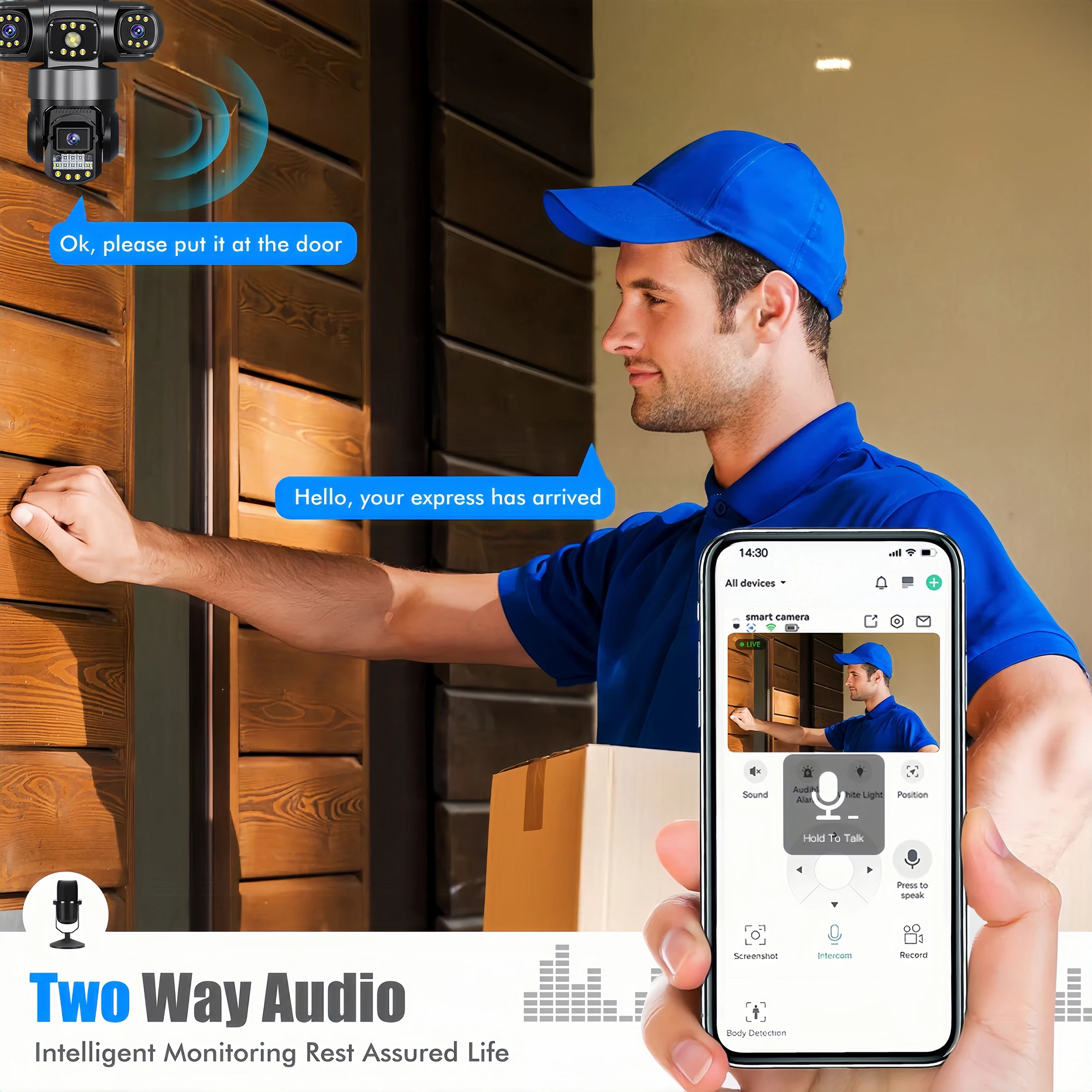 كاميرا مراقبة SIM 15MP 4G ثلاثية العدسات شاشات ثلاثية IP66 خارجية عالية الدقة للرؤية الليلية في الهواء الطلق كاميرا أمان IP WiFi V380 Pro #5