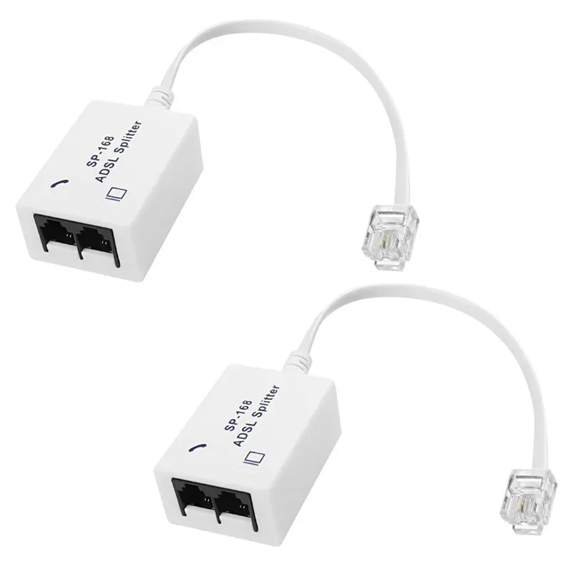 B67C 20Pcs DSL Filter Splitter ADSL Splitter For Phone Line Male To 2 Female RJ11 6P4C/6P2C Telephone Modem Converter Adapter