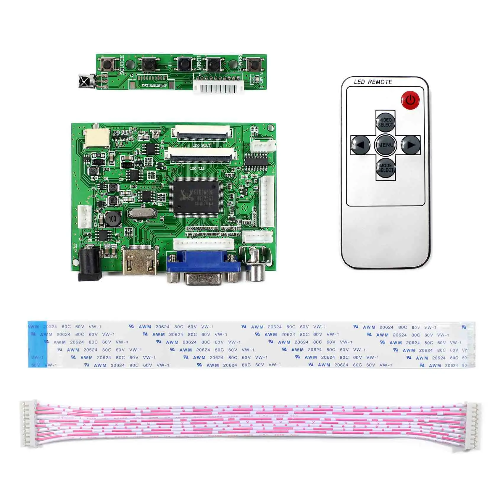 6.5,7,8,9,10.1 800X480 1024X768 1280X800 Ttl to Vga Converter Vga 2Av Reversing Driver Board Universal Lcd Controller Board