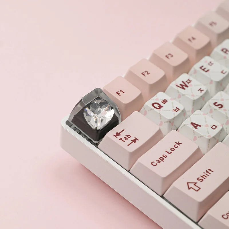 Resin Epoxy Transparent Heart of Africa Keycap Cross Shaft Mechanical Keyboard Keycap Diamond Cap 3