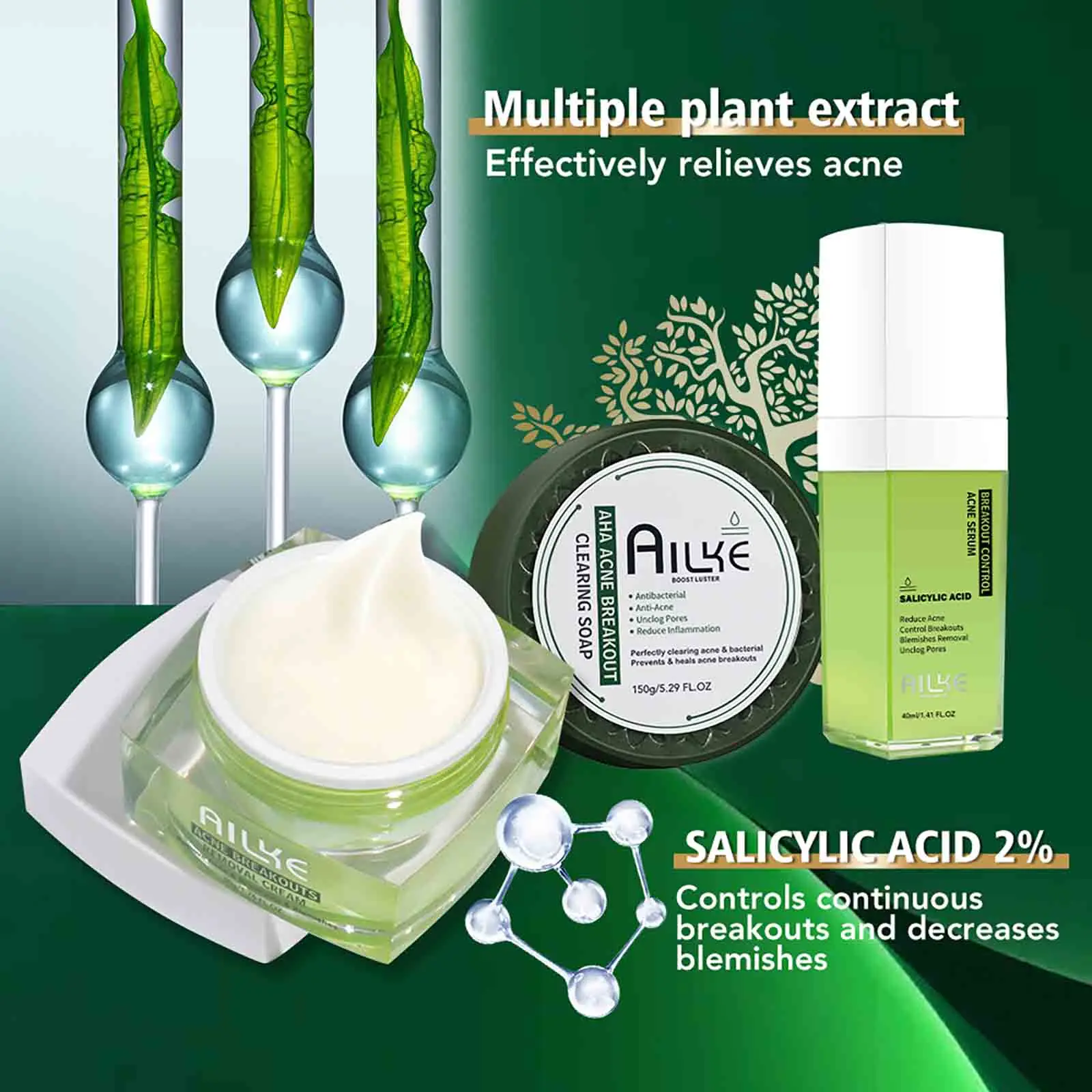 AILKE Rapid Clear Stubborn Acne Spots Cream, Pimple Cream for Face and Body, Lightening Body Lotion, For All Skin Type