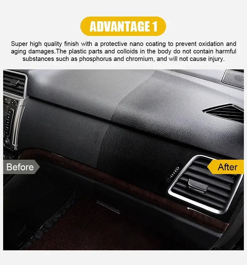 Car Interior Plastic Parts Retreading Agent Polish for Car Plastic Refreshing Wax Instrument Panel Refresher Repair Agent