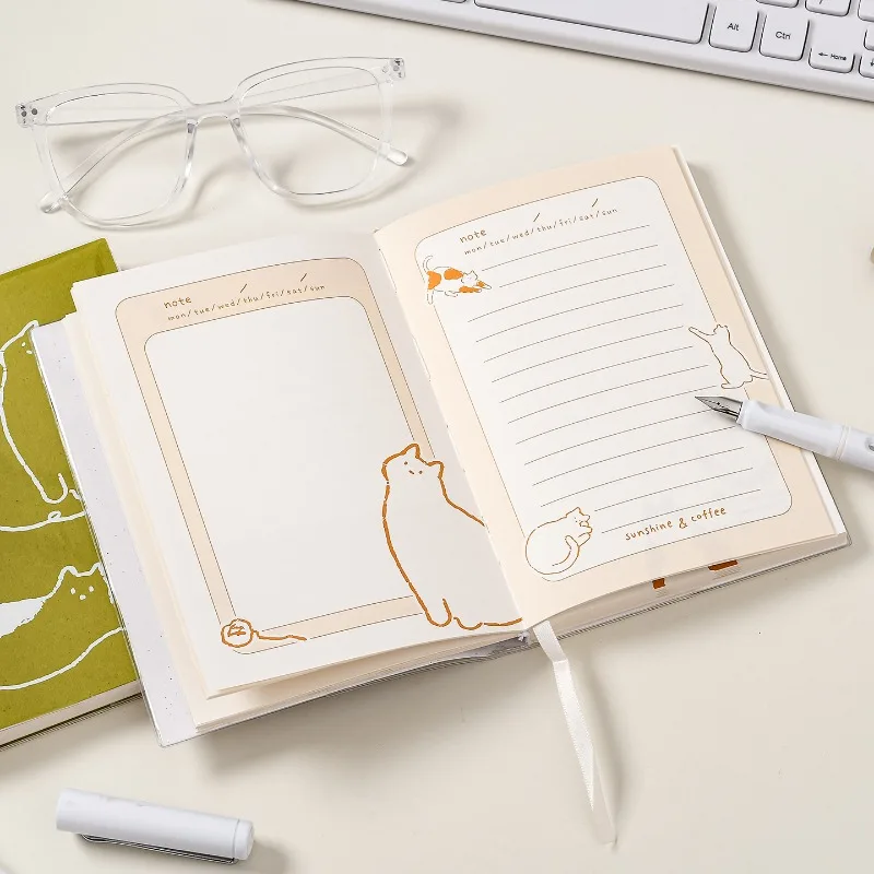 Korean Handbook Cat Notebook High Value Diary Notepad Notebook Color Page Rubber Set Note Book Journal Notebook Kawaii Note Book