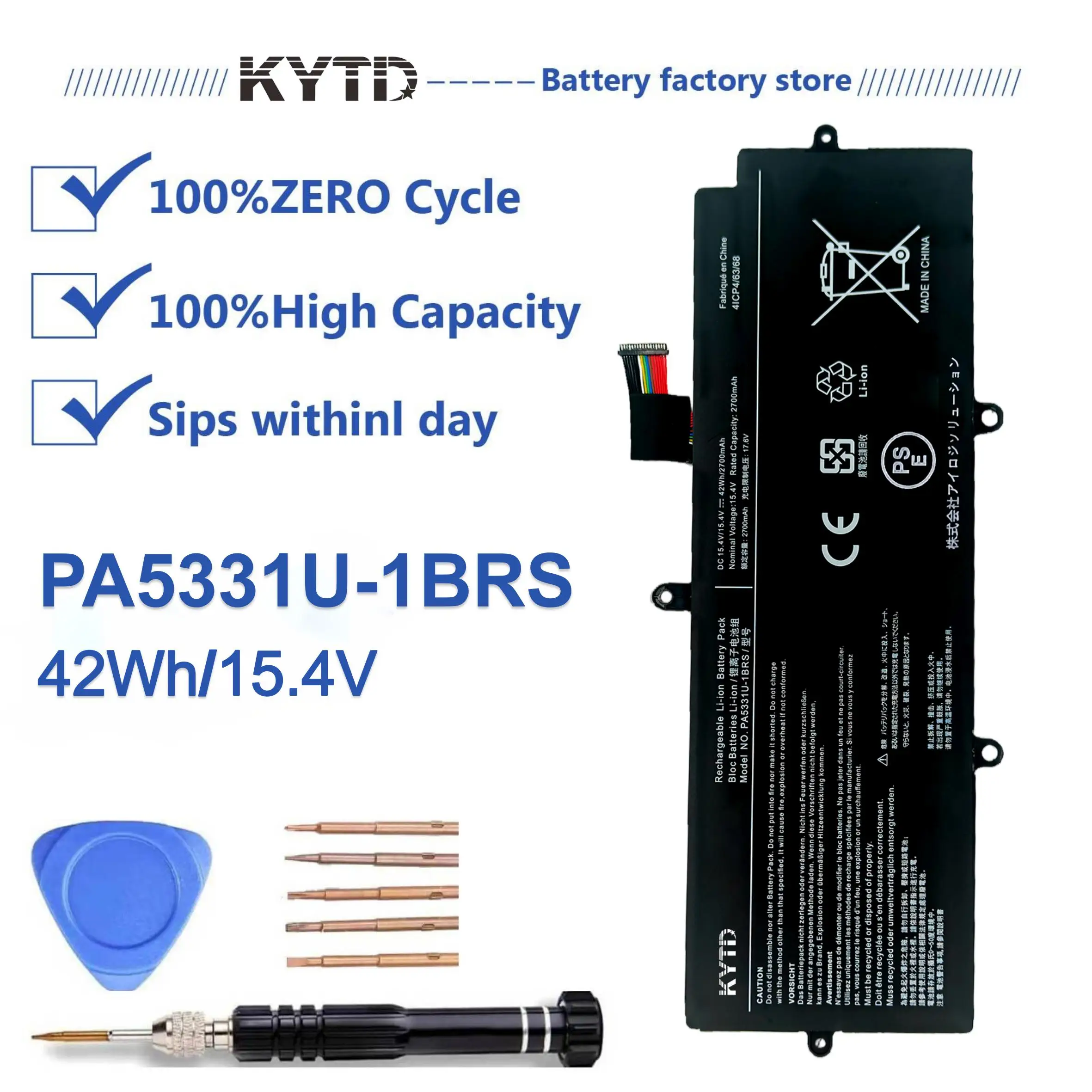 

KYTD PA5331U-1BRS, 4ICP4/63/68 battery for For Toshiba Dynabook Portege A30-E, Dynabook PORTEGE A30-E-1CU, Dynabook Portege