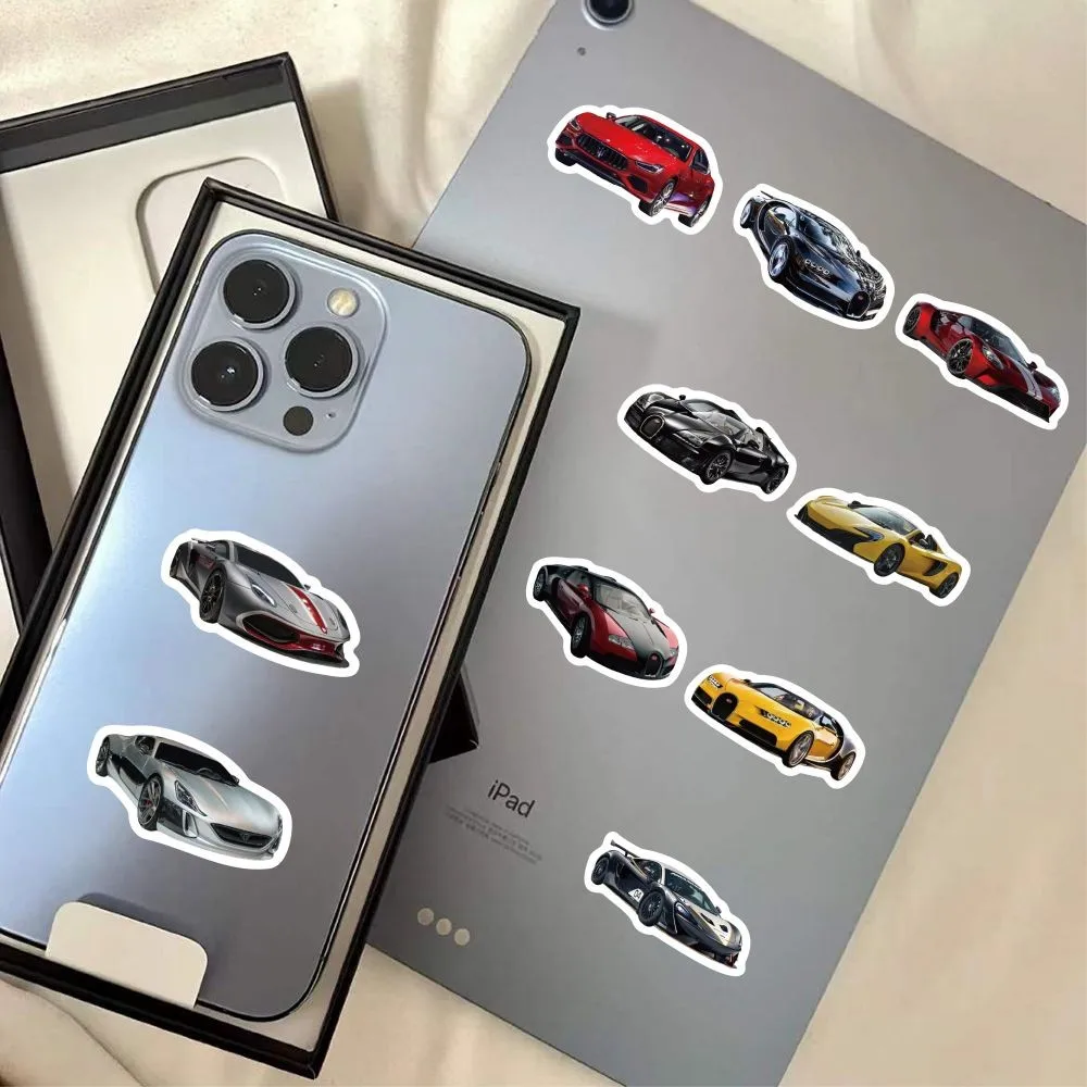 60 قطعة من الملصقات على شكل سيارة رياضية - شارات فنية عصرية للسيارات لتزيين السيارة والأدوات (متجر عوالم الرسوم المتحركة)