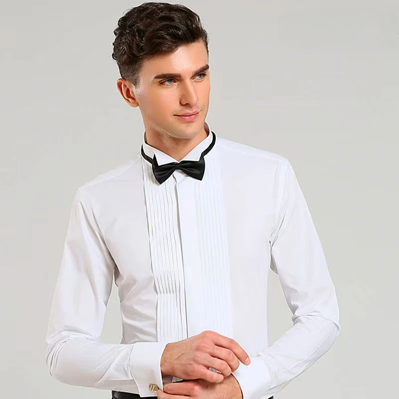 8XL Men\'s Wedding Shirt Men\'s Tuxedo dress shirt French Cufflinks Formal Men\'s Long Sleeve Shirt Slim Fit French Cuffs Shirt