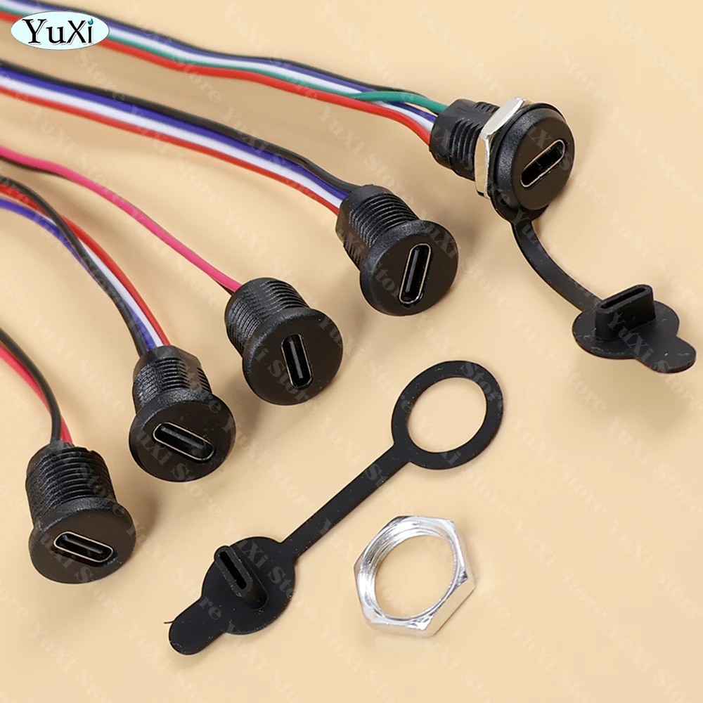 1–20 szt. Wodoodporne złącze USB-C Type-C z nakrętką blokującą, do montażu panelowego, port szybkiego ładowania TPC, gniazdo 2/4/5/6 pinowe PH 2.0 — zdjęcie produktu 6