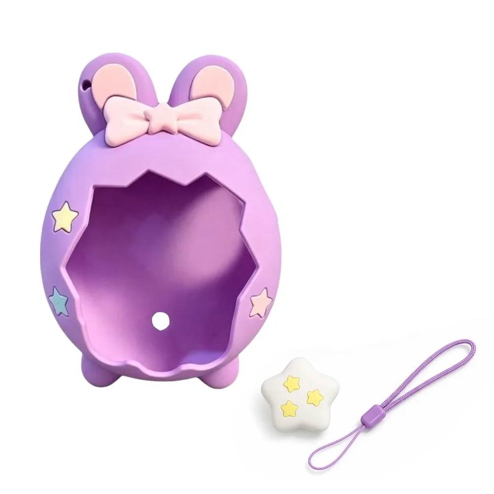 Silicone Protective Cover Rabbit Ear Design with A Rotating Cap Decorative Cover Protective Case for Tamagotchi Paradise