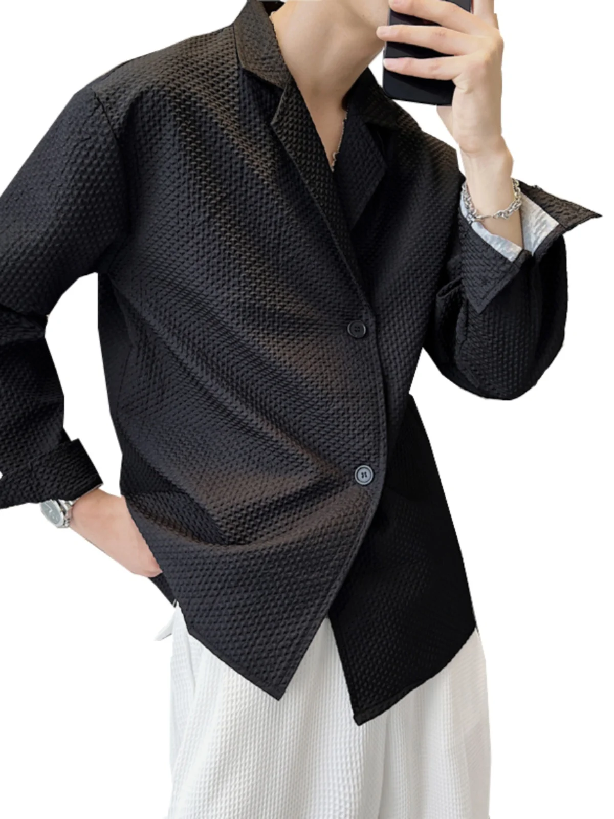 

Men's Slim Fit Long Sve Cuban Collar irt Faionable Tuxedo irt Classic Color arp Pointed Collar Iron-Free
