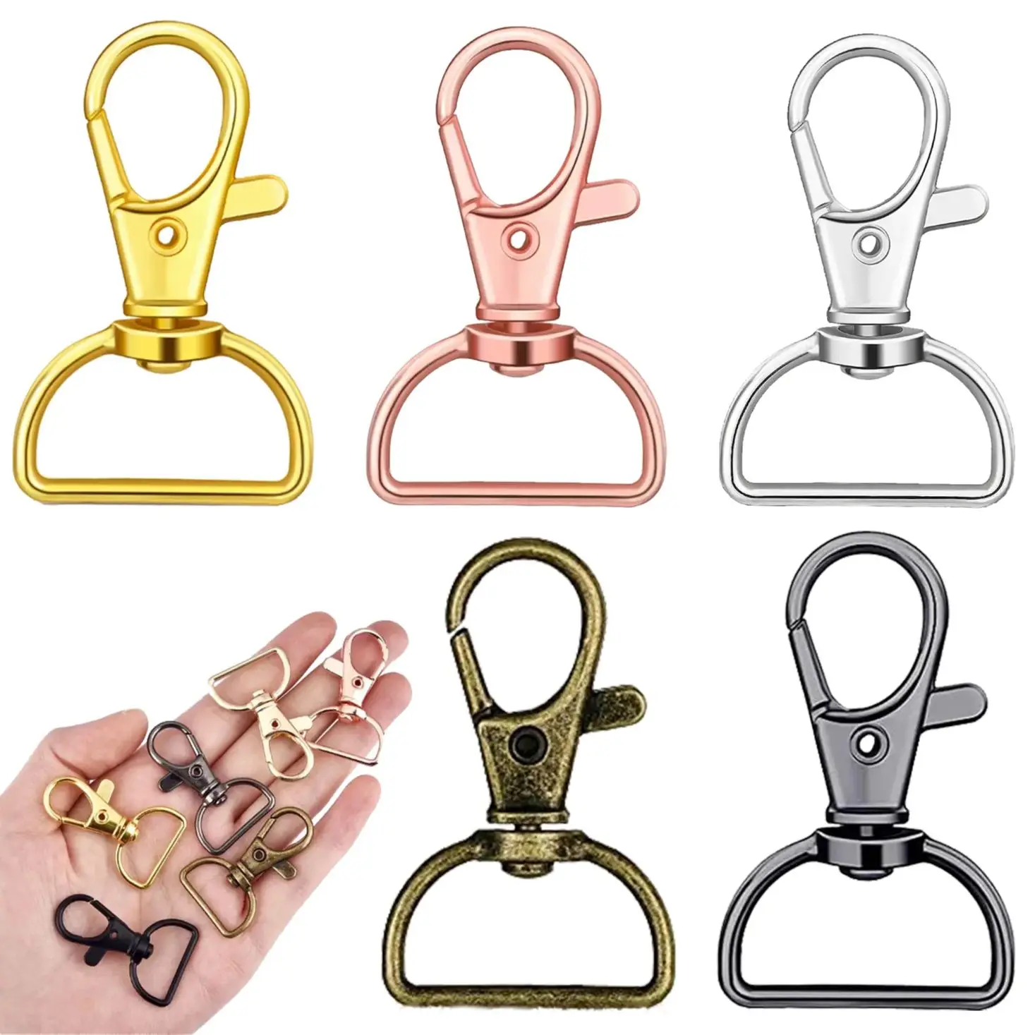 10PCS Swivel Hook Key Chain Clip Hook D-Ring Clip Lanyard Hardware for Keychain Making Lanyard Making Wallet Hardware DIY Crafts