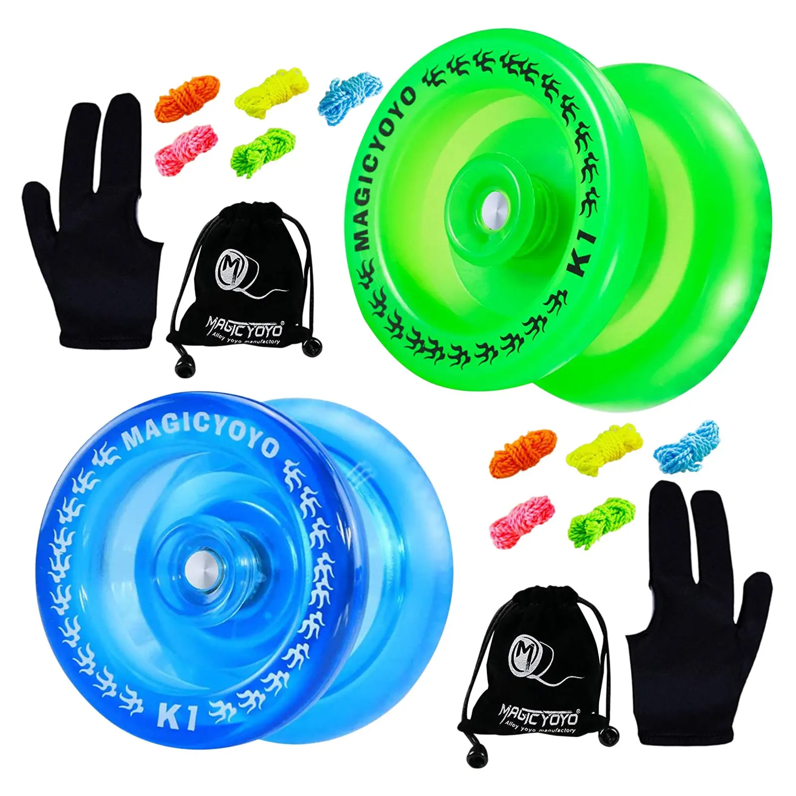 MAGICYOYO K1 Plus Professional Responsive Yoyo for Kids,Plastic Yoyo with Narrow C Bearing,Yoyo for Beginners (Blue&Green)