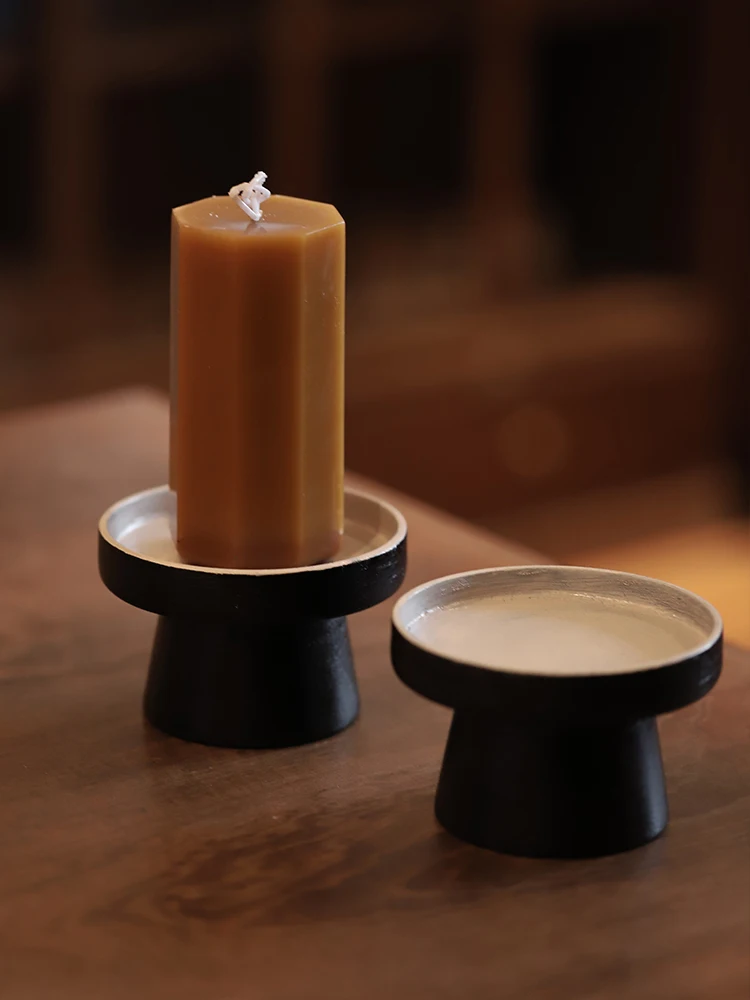 

Подсвечник ручной работы из каштанового дерева на высокой ножке, маленький чайный поднос в китайском стиле, аксессуары для чая, нержавеющий, с защитой от ожогов