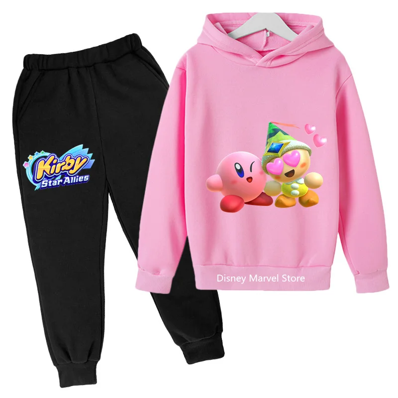 Anime Kawaii Super Cute Star Kabi Cartoon Children'S Kirby Clothing Hoodies Sets Winter Long-Sleeved Kids Fashion Home Gift