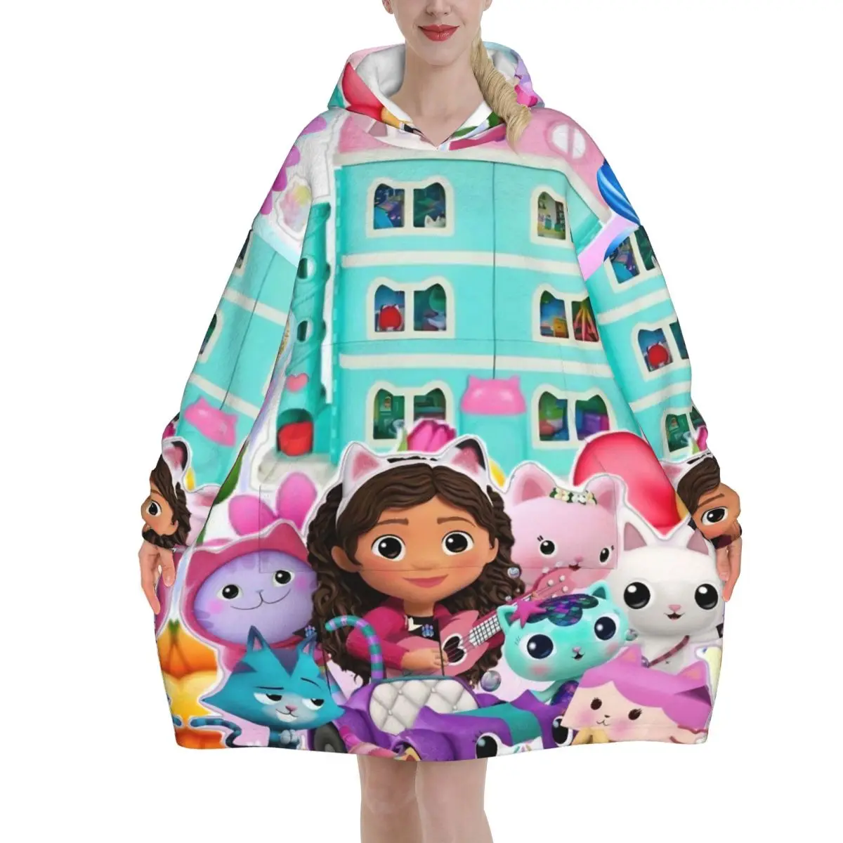 

G-Gabbys Girl Dollhouse Oversized Blanket Hoodie Sweatshirt Long Fleece Hooded Wearable Blanket with Large Pocket for Women Men