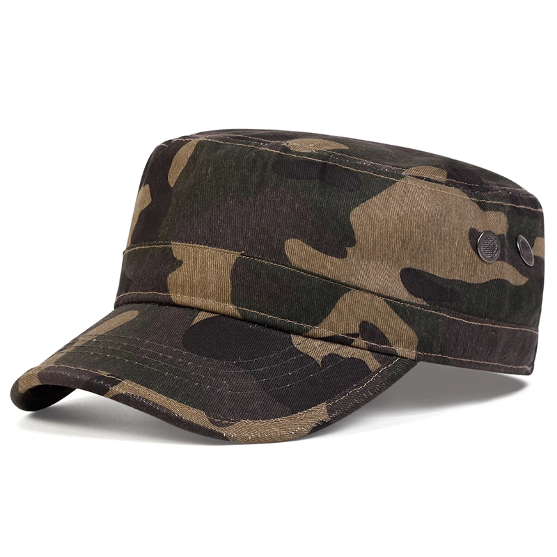 Unisex Camouflage With Pores Series Flat Top Baseball Caps Spring Autumn Sailor Hats Men Flat Top Captain Military Caps