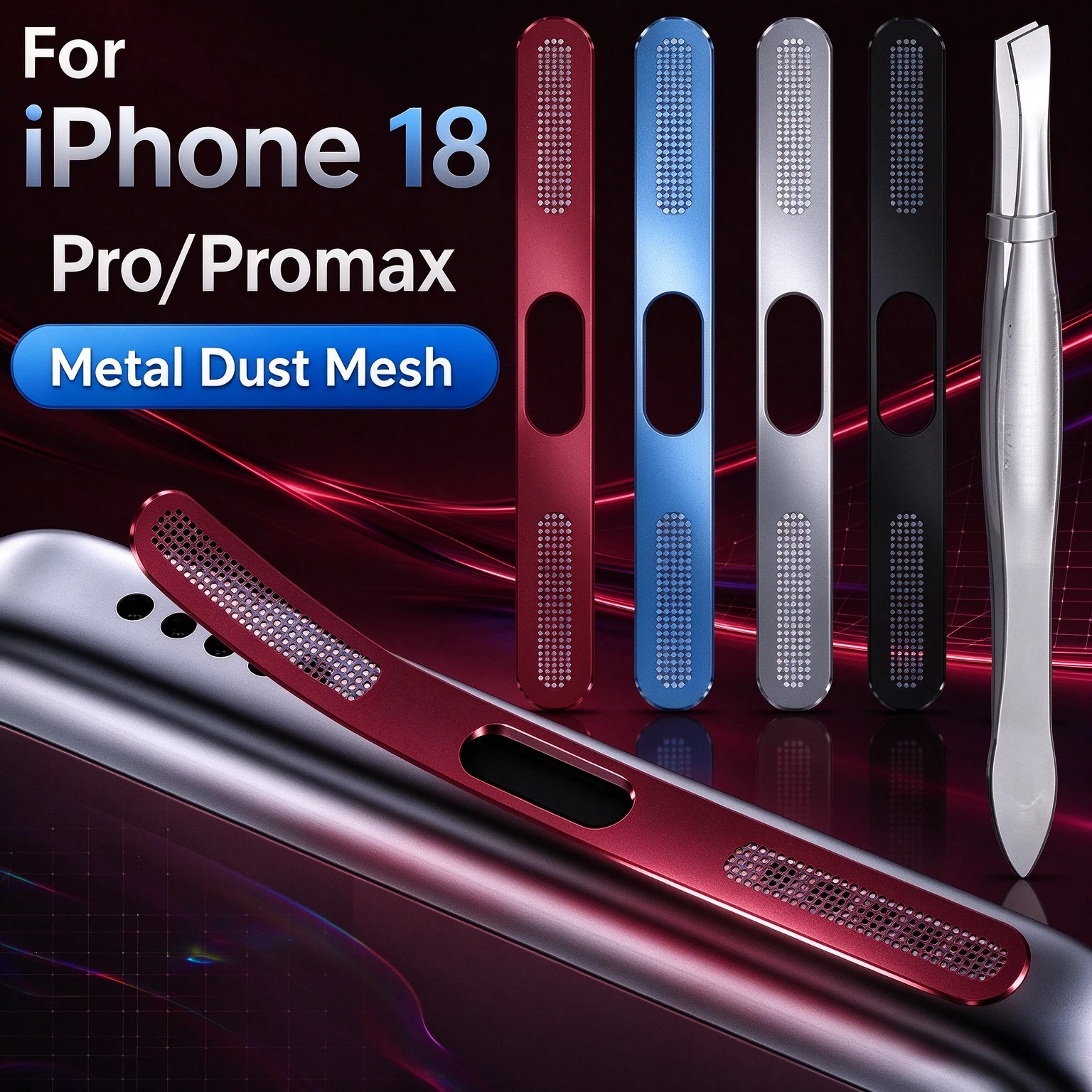 2-4 Pcs Metal Dustproof Speaker Net Stickers For iPhone 18 Pro Max Air 16 15 17 Pro Max Anti-scratch Mesh Cover Protective Film