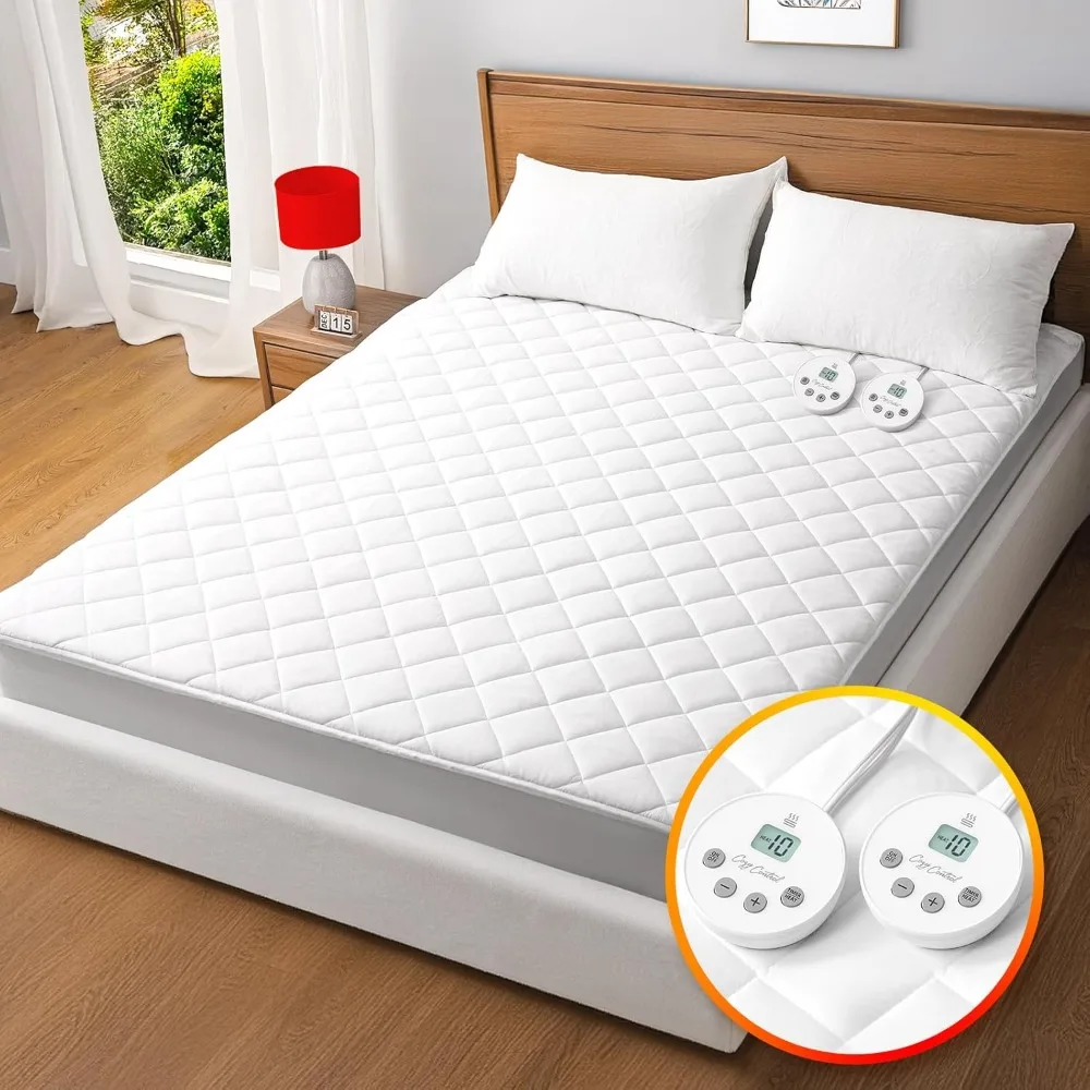 Heated Mattress Pad King Size,Dual Control Electric Mattress Pad,Bed Warmer with 10 Heat Settings & 1-12 Hours Auto Shut Off